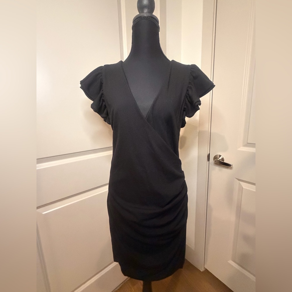 French Connection Elegant Black Draped Mini Dress